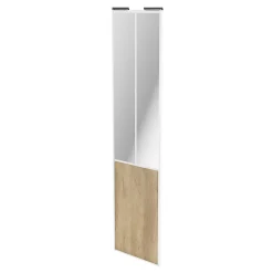 Porte de placard coulissante atelier effet chêne brut profil blanc GoodHome Arius H. 248,5 x L. 61.2 cm + amortisseurs