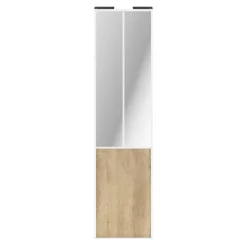Porte de placard coulissante atelier effet chêne brut profil blanc GoodHome Arius H. 248,5 x L. 61.2 cm + amortisseurs
