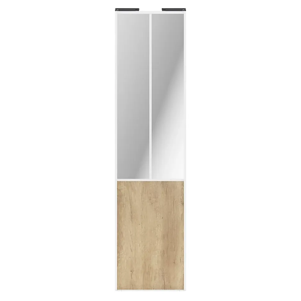 Porte de placard coulissante atelier effet chêne brut profil blanc GoodHome Arius H. 248,5 x L. 61.2 cm + amortisseurs