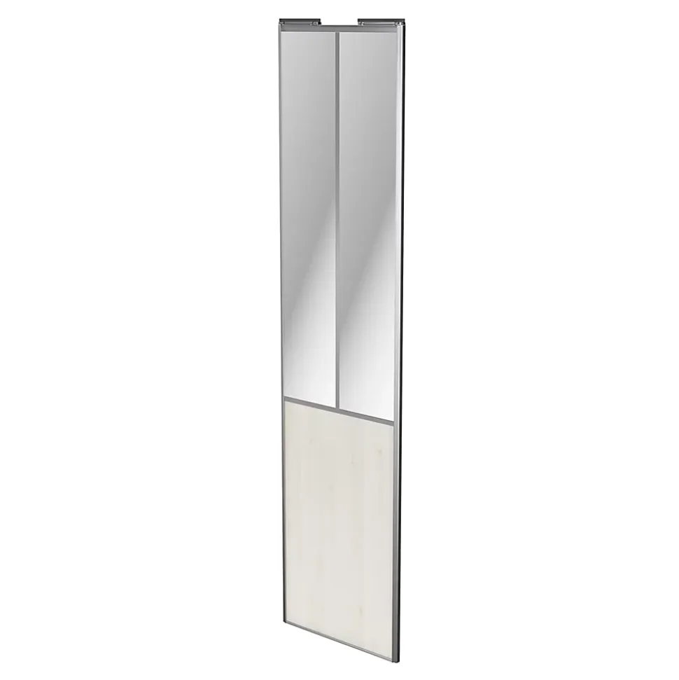 Porte de placard coulissante atelier bois nordique profil gris GoodHome Arius H. 248,5 x L. 61.2 cm + amortisseurs