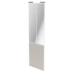 Porte de placard coulissante atelier gris clair mat profil blanc GoodHome Arius H. 248,5 x L. 76.2 cm + amortisseurs