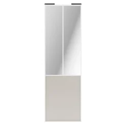Porte de placard coulissante atelier gris clair mat profil blanc GoodHome Arius H. 248,5 x L. 76.2 cm + amortisseurs