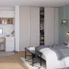 Porte de placard coulissante gris clair mat profil gris GoodHome Arius H. 248,5 x L. 62.2 cm + amortisseurs