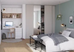 Porte de placard coulissante gris clair mat profil gris GoodHome Arius H. 248,5 x L. 62.2 cm + amortisseurs