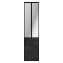 Porte de placard coulissante atelier noir brillant profil noir GoodHome Arius H. 248,5 x L. 61.2 cm + amortisseurs