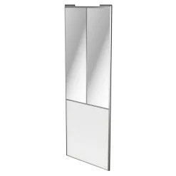 Porte de placard coulissante atelier blanc profil gris GoodHome Arius H. 248,5 x L. 91.2 cm + amortisseurs