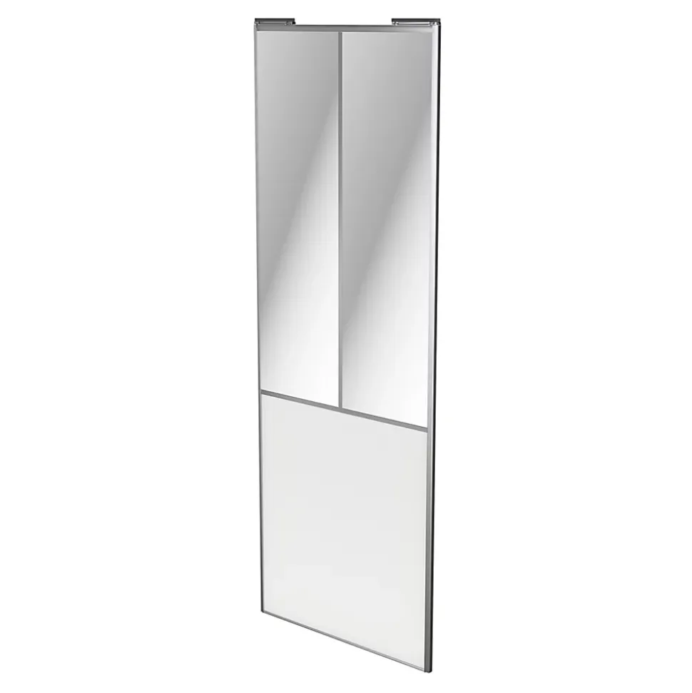 Porte de placard coulissante atelier blanc profil gris GoodHome Arius H. 248,5 x L. 91.2 cm + amortisseurs