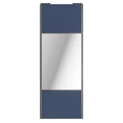 Porte de placard coulissante avec miroir bleu profil gris GoodHome Arius H. 248,5 x L. 92.2 cm + amortisseurs
