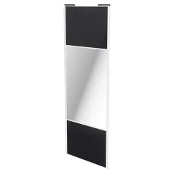 Porte de placard coulissante avec miroir noir profil blanc GoodHome Arius H. 248,5 x L. 92.2 cm + amortisseurs