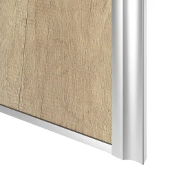 Porte de placard coulissante atelier effet chêne brut profil gris GoodHome Arius H. 248,5 x L. 61.2 cm + amortisseurs