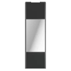 Porte de placard coulissante avec miroir anthracite profil gris GoodHome Arius H. 248,5 x L. 77.2 cm + amortisseurs