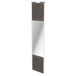 Porte de placard coulissante avec miroir gris antique profil blanc GoodHome Arius H. 248,5 x L. 62.2 cm + amortisseurs