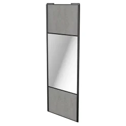 Porte de placard coulissante avec miroir béton profil noir GoodHome Arius H. 248,5 x L. 92.2 cm + amortisseurs