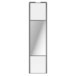 Porte de placard coulissante avec miroir blanc profil gris GoodHome Arius H. 248,5 x L. 62.2 cm + amortisseurs