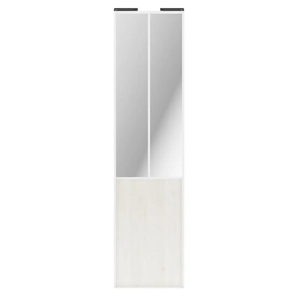 Porte de placard coulissante atelier bois nordique profil blanc GoodHome Arius H. 248,5 x L. 61.2 cm + amortisseurs