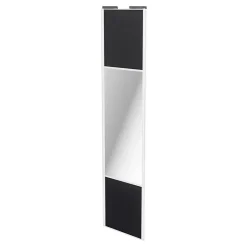 Porte de placard coulissante avec miroir noir profil blanc GoodHome Arius H. 248,5 x L. 62.2 cm + amortisseurs