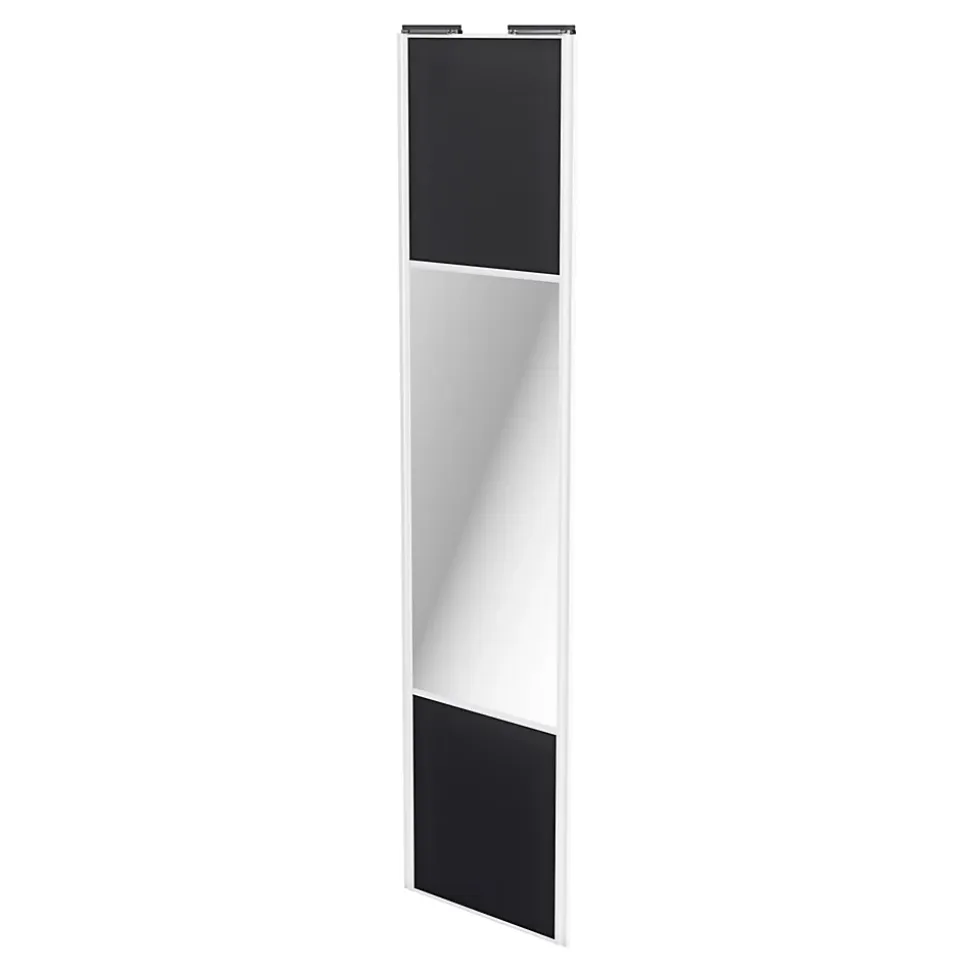 Porte de placard coulissante avec miroir noir profil blanc GoodHome Arius H. 248,5 x L. 62.2 cm + amortisseurs