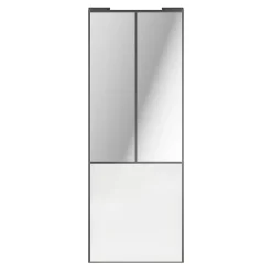 Porte de placard coulissante atelier blanc brillant profil gris GoodHome Arius H. 248,5 x L. 91.2 cm + amortisseurs