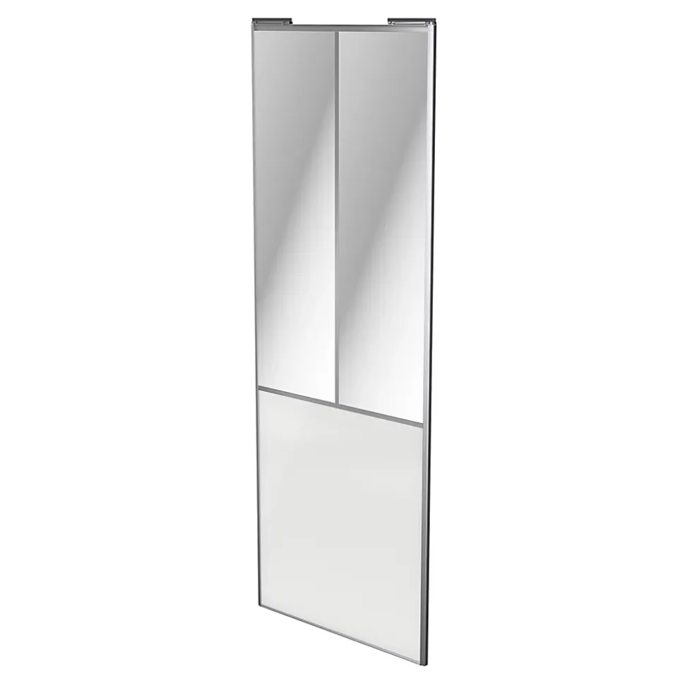Porte de placard coulissante atelier blanc brillant profil gris GoodHome Arius H. 248,5 x L. 91.2 cm + amortisseurs