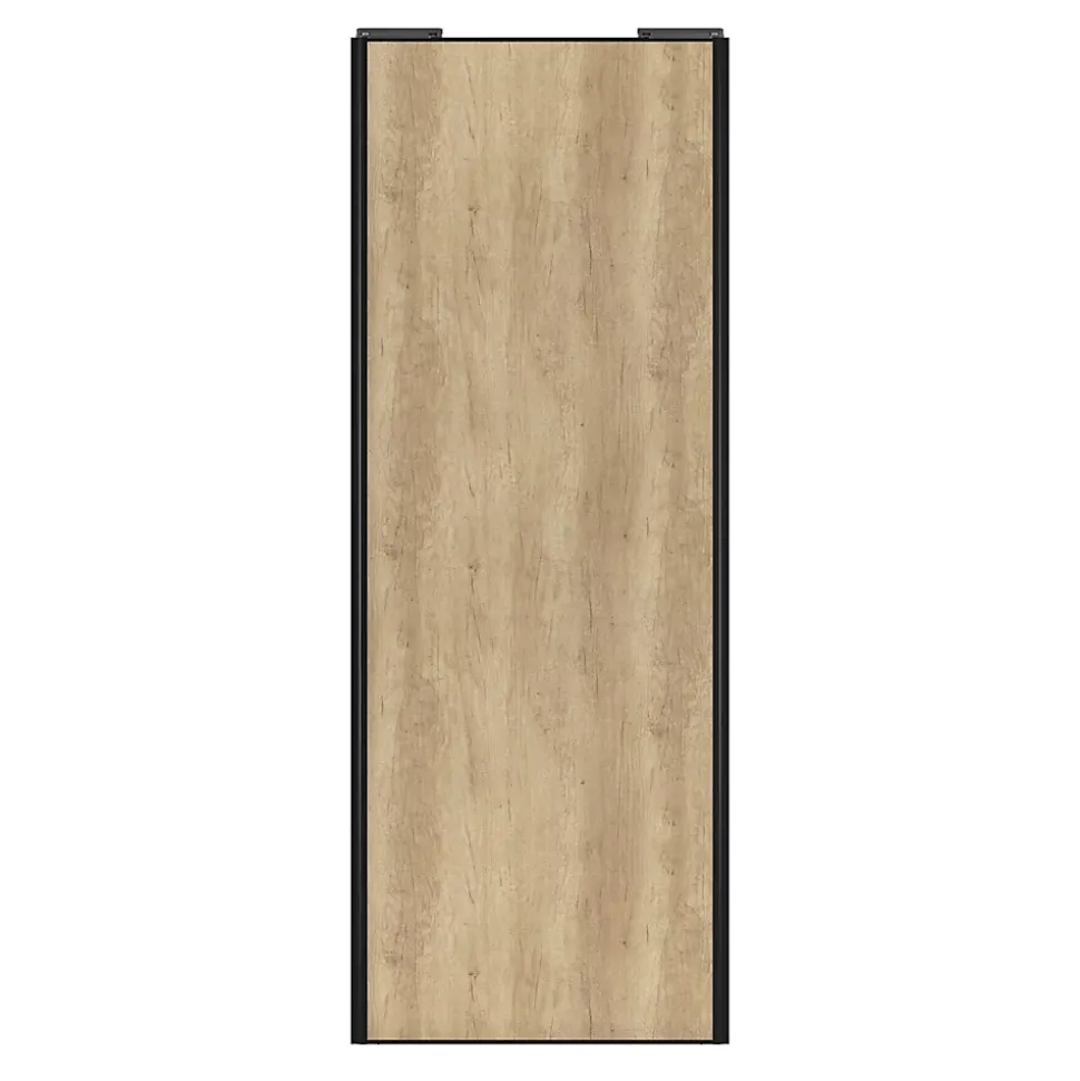 Porte de placard coulissante effet chêne brut profil noir GoodHome Arius H. 248,5 x L. 92.2 cm + amortisseurs