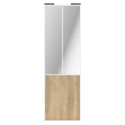 Porte de placard coulissante atelier effet chêne brut profil blanc GoodHome Arius H. 248,5 x L. 76.2 cm + amortisseurs