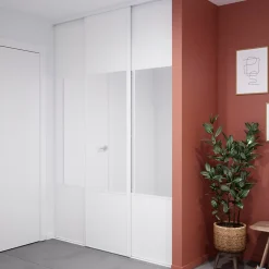 Porte de placard coulissante avec miroir blanc profil blanc GoodHome Arius H. 248,5 x L. 62.2 cm + amortisseurs