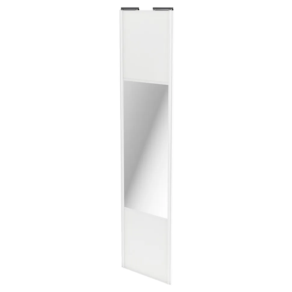 Porte de placard coulissante avec miroir blanc profil blanc GoodHome Arius H. 248,5 x L. 62.2 cm + amortisseurs