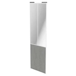Porte de placard coulissante atelier béton profil blanc GoodHome Arius H. 248,5 x L. 76.2 cm + amortisseurs