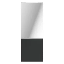 Porte de placard coulissante atelier gris foncé mat profil blanc GoodHome Arius H. 248,5 x L. 91.2 cm + amortisseurs