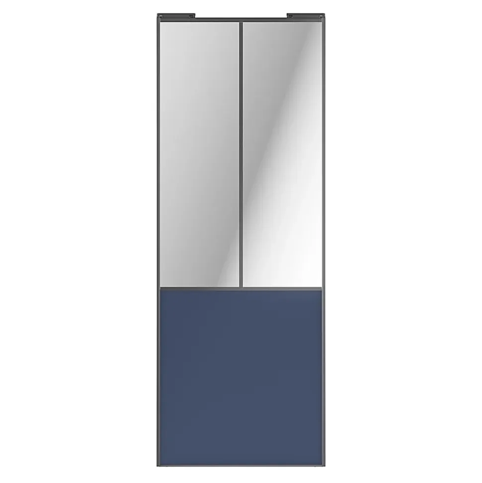 Porte de placard coulissante atelier bleu profil gris GoodHome Arius H. 248,5 x L. 91.2 cm + amortisseurs