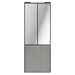 Porte de placard coulissante atelier béton profil noir GoodHome Arius H. 248,5 x L. 91.2 cm + amortisseurs