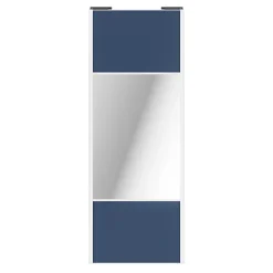 Porte de placard coulissante avec miroir bleu profil blanc GoodHome Arius H. 248,5 x L. 92.2 cm + amortisseurs