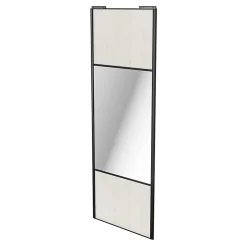 Porte de placard coulissante avec miroir bois nordique profil noir GoodHome Arius H. 248,5 x L. 92.2 cm + amortisseurs