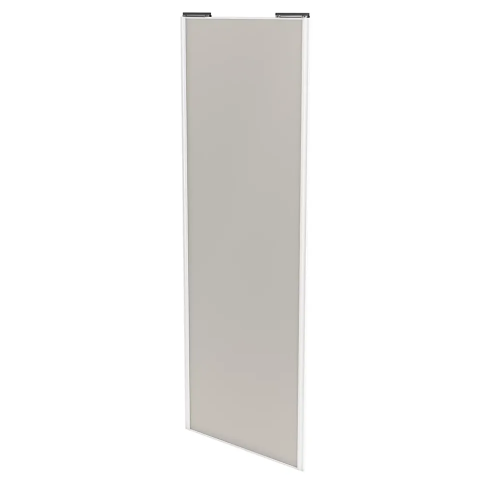 Porte de placard coulissante gris clair mat profil blanc GoodHome Arius H. 248,5 x L. 92.2 cm + amortisseurs
