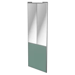 Porte de placard coulissante atelier vert de gris profil gris GoodHome Arius H. 248,5 x L. 91.2 cm + amortisseurs