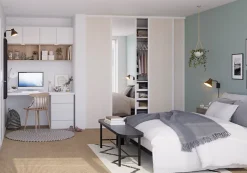Porte de placard coulissante bois nordique profil blanc GoodHome Arius H. 248,5 x L. 62.2 cm + amortisseurs
