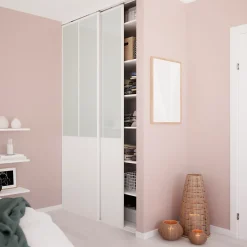 Porte de placard coulissante atelier blanc profil blanc GoodHome Arius H. 248,5 x L. 76.2 cm + amortisseurs