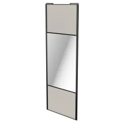 Porte de placard coulissante avec miroir gris clair mat profil noir GoodHome Arius H. 248,5 x L. 92.2 cm + amortisseurs