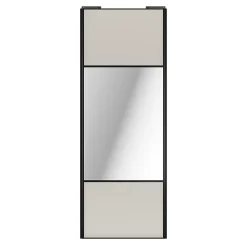 Porte de placard coulissante avec miroir gris clair mat profil noir GoodHome Arius H. 248,5 x L. 92.2 cm + amortisseurs