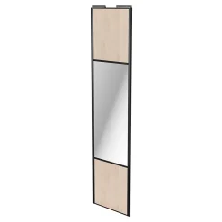 Porte de placard coulissante avec miroir effet chêne clair profil noir GoodHome Arius H. 248,5 x L. 62.2 cm + amortisseurs