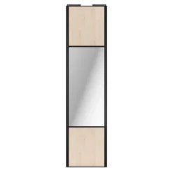 Porte de placard coulissante avec miroir effet chêne clair profil noir GoodHome Arius H. 248,5 x L. 62.2 cm + amortisseurs