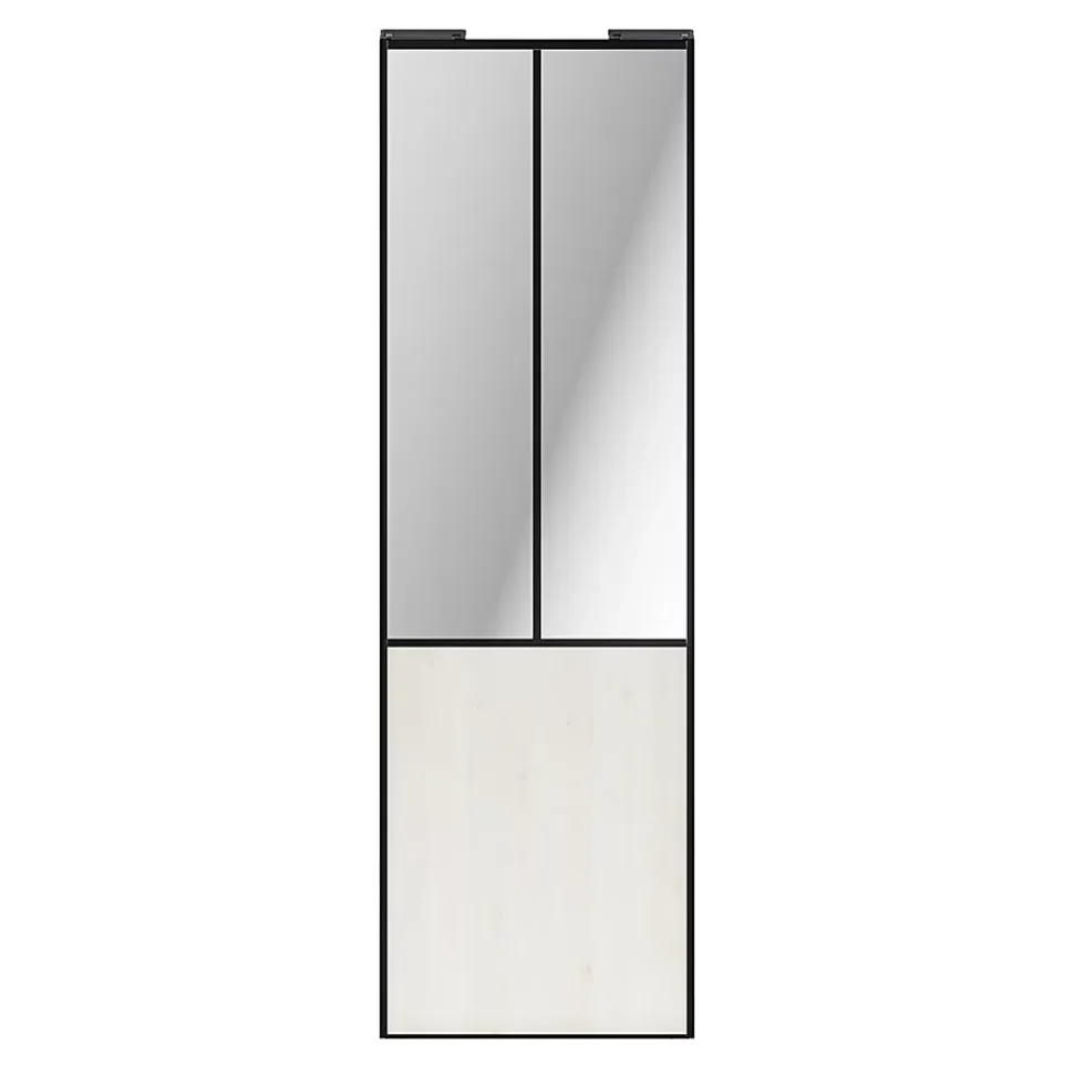 Porte de placard coulissante atelier bois nordique profil noir GoodHome Arius H. 248,5 x L. 76.2 cm + amortisseurs