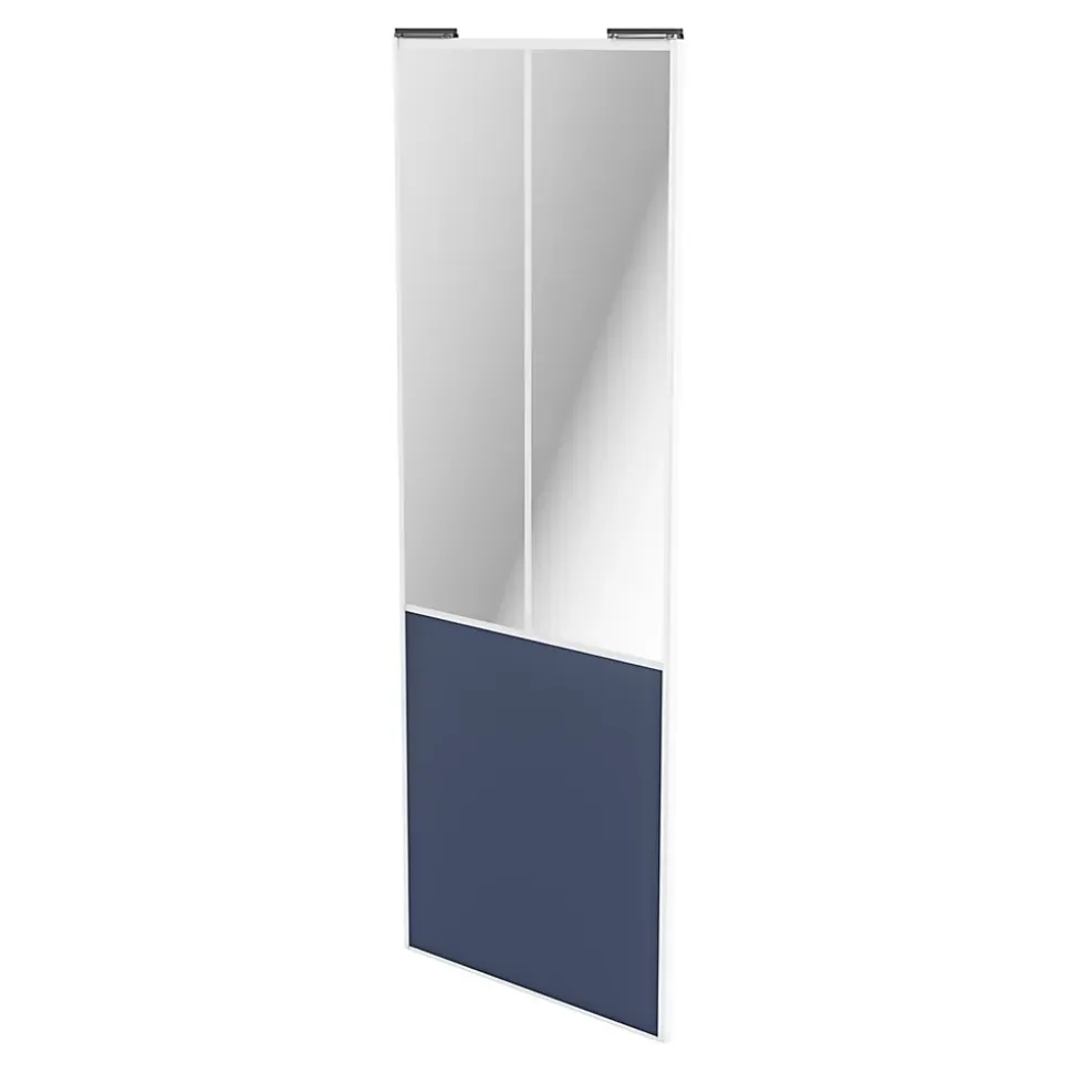 Porte de placard coulissante atelier bleu profil blanc GoodHome Arius H. 248,5 x L. 91.2 cm + amortisseurs