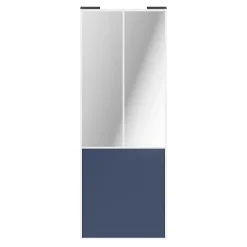 Porte de placard coulissante atelier bleu profil blanc GoodHome Arius H. 248,5 x L. 91.2 cm + amortisseurs