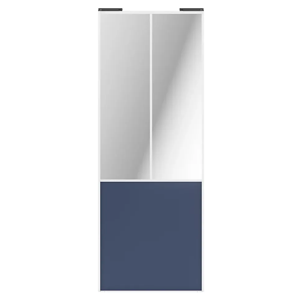 Porte de placard coulissante atelier bleu profil blanc GoodHome Arius H. 248,5 x L. 91.2 cm + amortisseurs