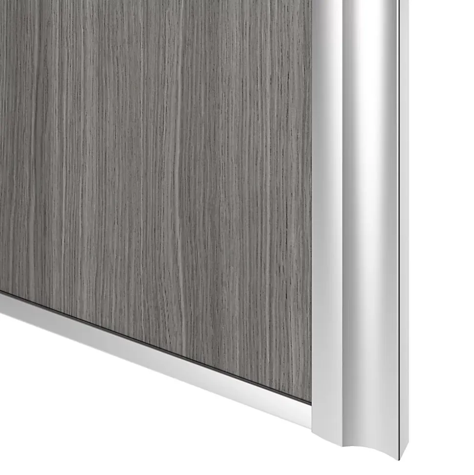 Porte de placard coulissante atelier effet chêne grisé profil gris GoodHome Arius H. 248,5 x L. 61.2 cm + amortisseurs