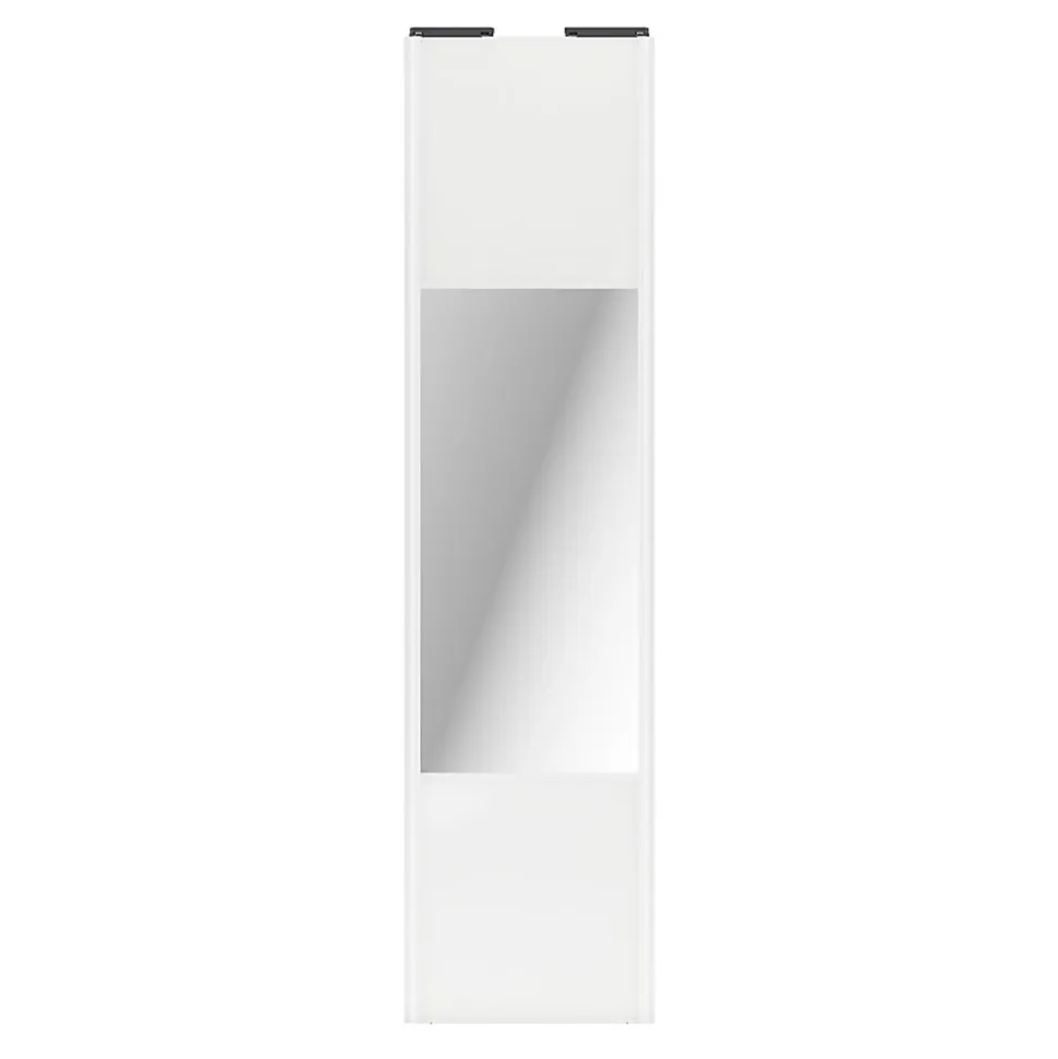 Porte de placard coulissante avec miroir blanc brillant profil blanc GoodHome Arius H. 248,5 x L. 62.2 cm + amortisseurs