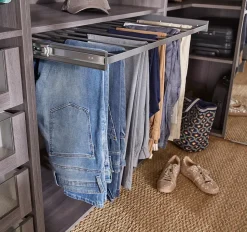 Porte pantalons coulissant en acier gris 11 barres GoodHome Atomia L. 96,4 x P. 51 cm