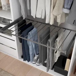 Porte pantalons coulissant en acier gris 11 barres GoodHome Atomia L. 96,4 x P. 51 cm