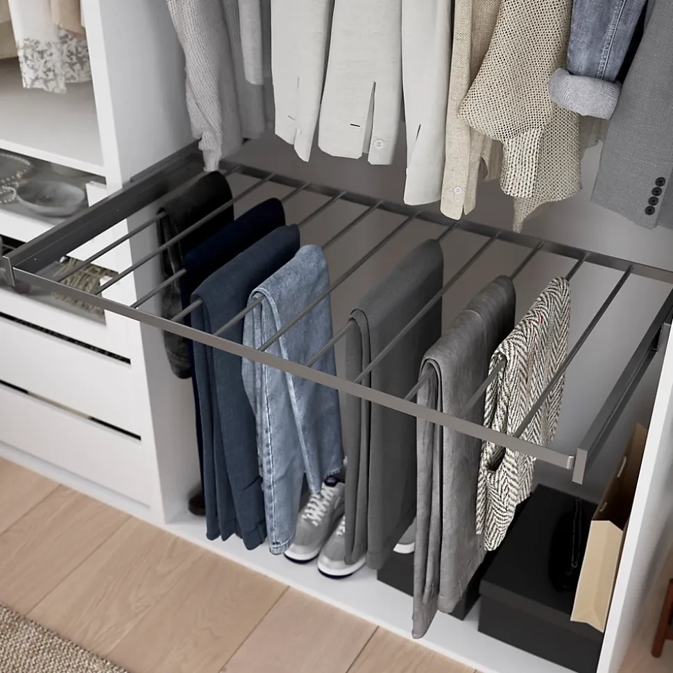 Porte pantalons coulissant en acier gris 11 barres GoodHome Atomia L. 96,4 x P. 51 cm